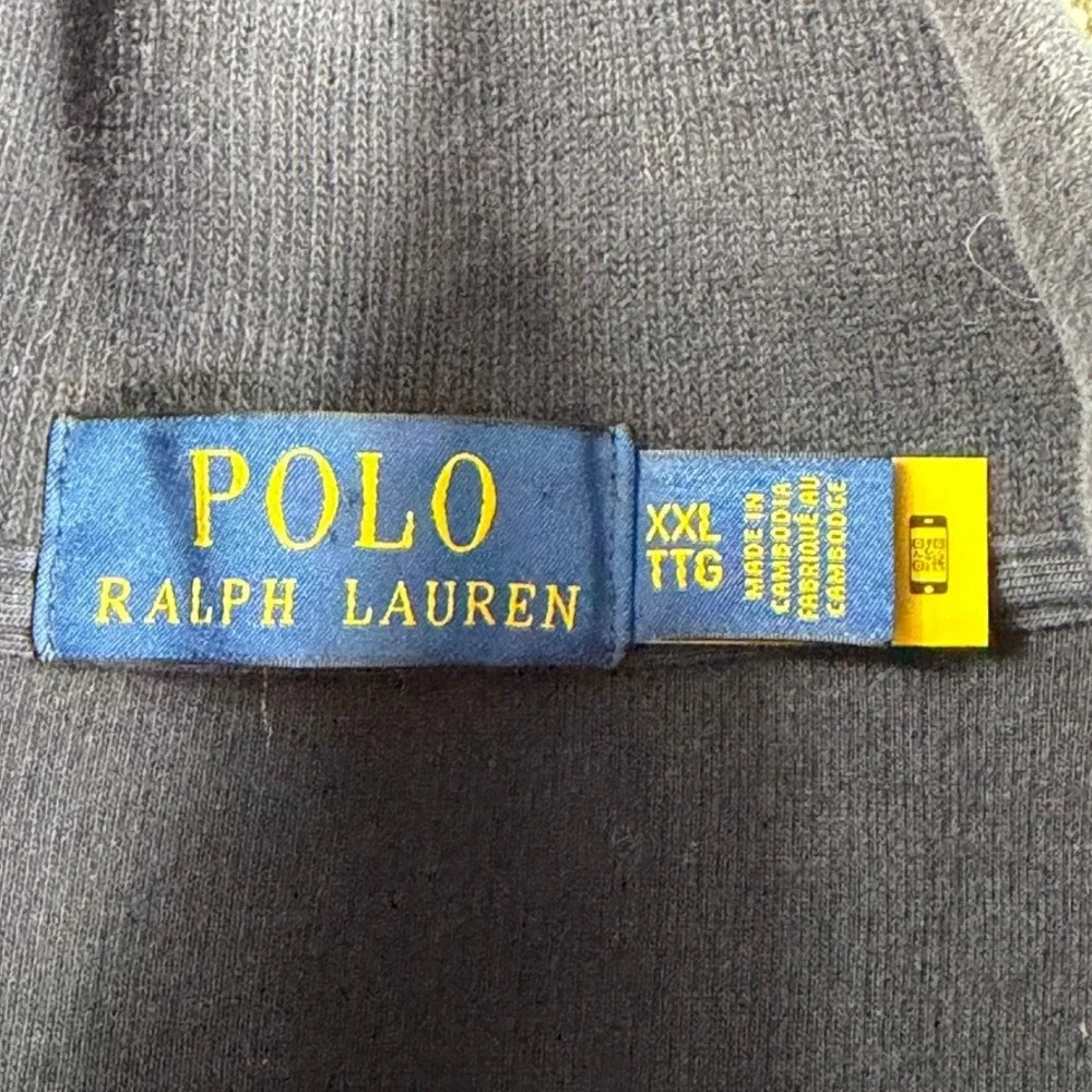Polo Ralph Lauren Men XXL Navy Blue Quarter Zip Pullover Cotton Sweater Pony Log